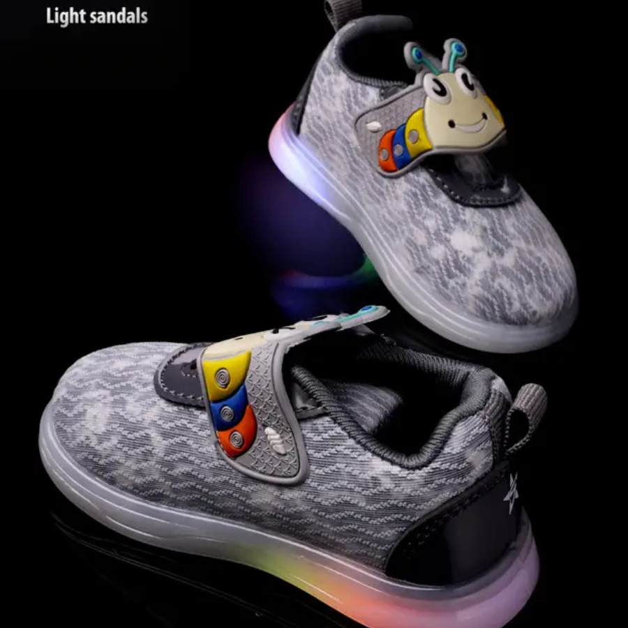 Velcro LED Shoes For Boys & Girls (Grey)