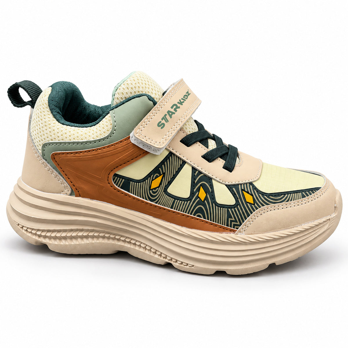 Star Kidz Velcro Casual Shoes For Boys & Girls Beige