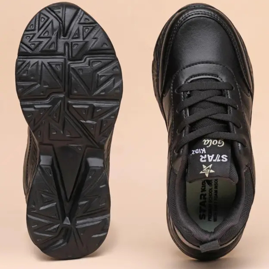 Lace School Shoes For Boys & Girls (Black, 10 to 16 years)