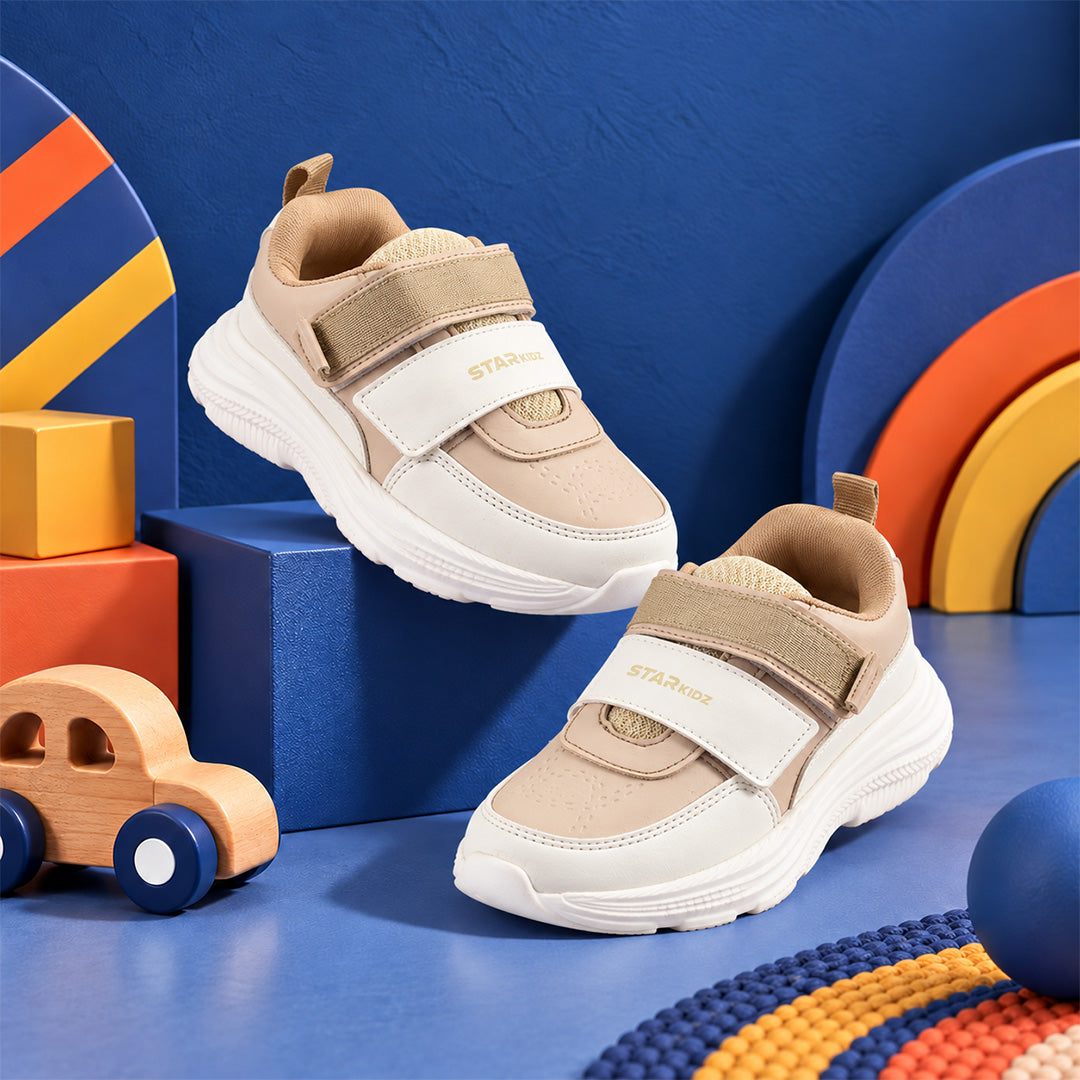 Star Kidz Velcro Sneakers For Boys & Girls Beige
