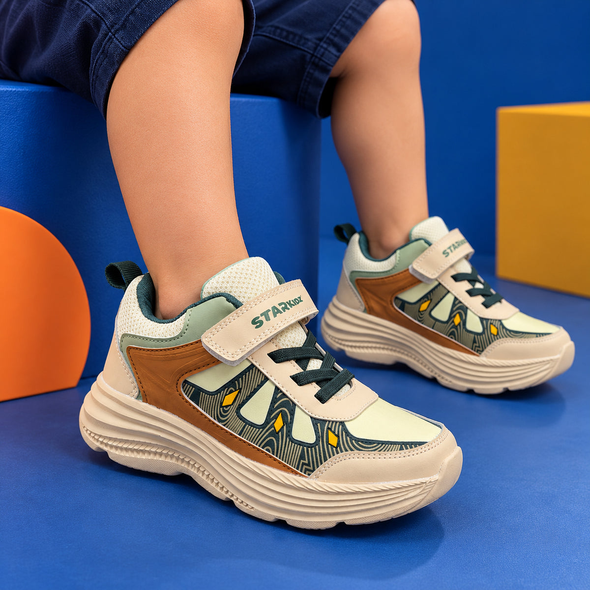 Star Kidz Velcro Casual Shoes For Boys & Girls Beige