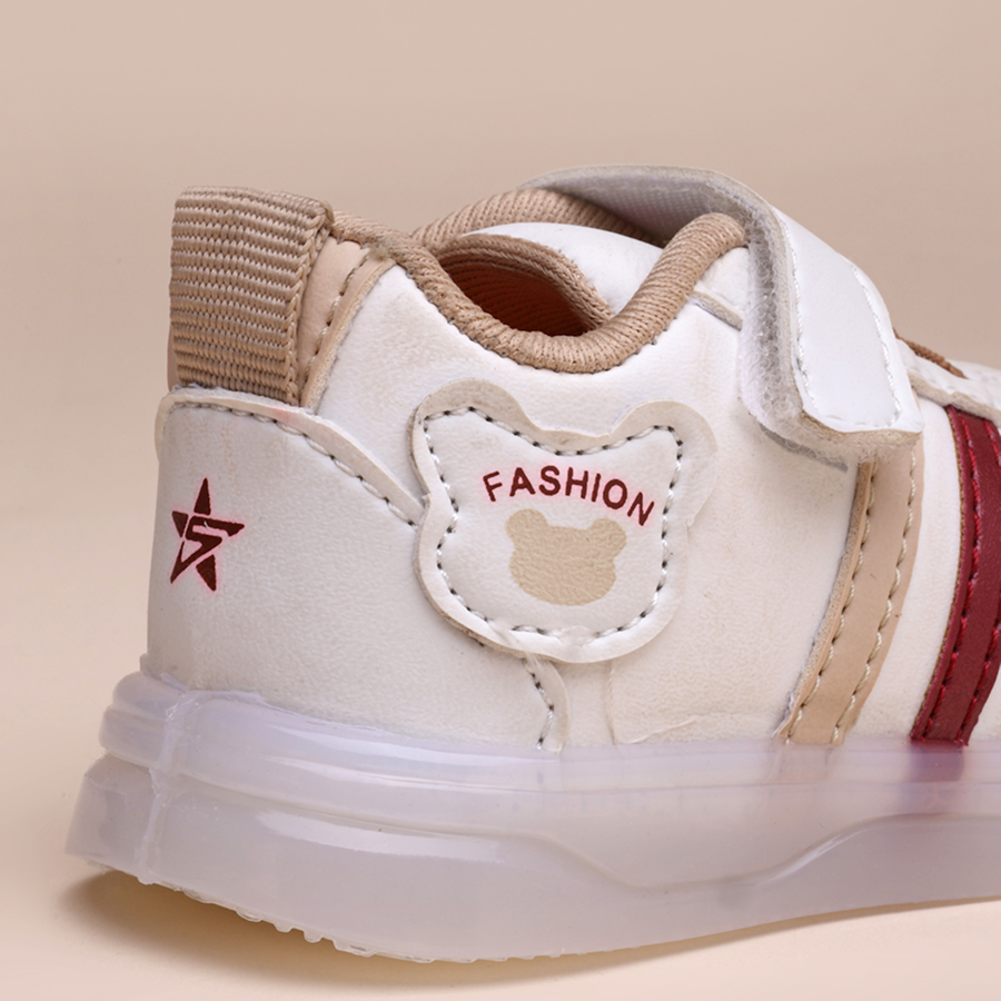 Velcro LED Shoes For Boys & Girls (Beige)