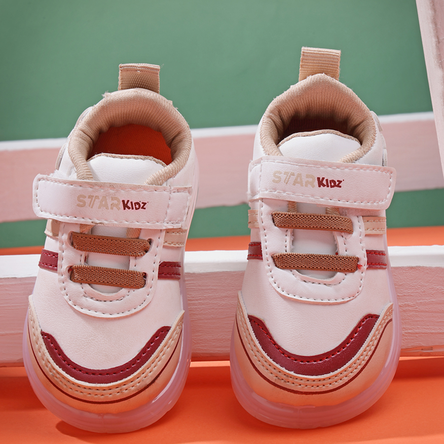 Velcro LED Shoes For Boys & Girls (Beige)