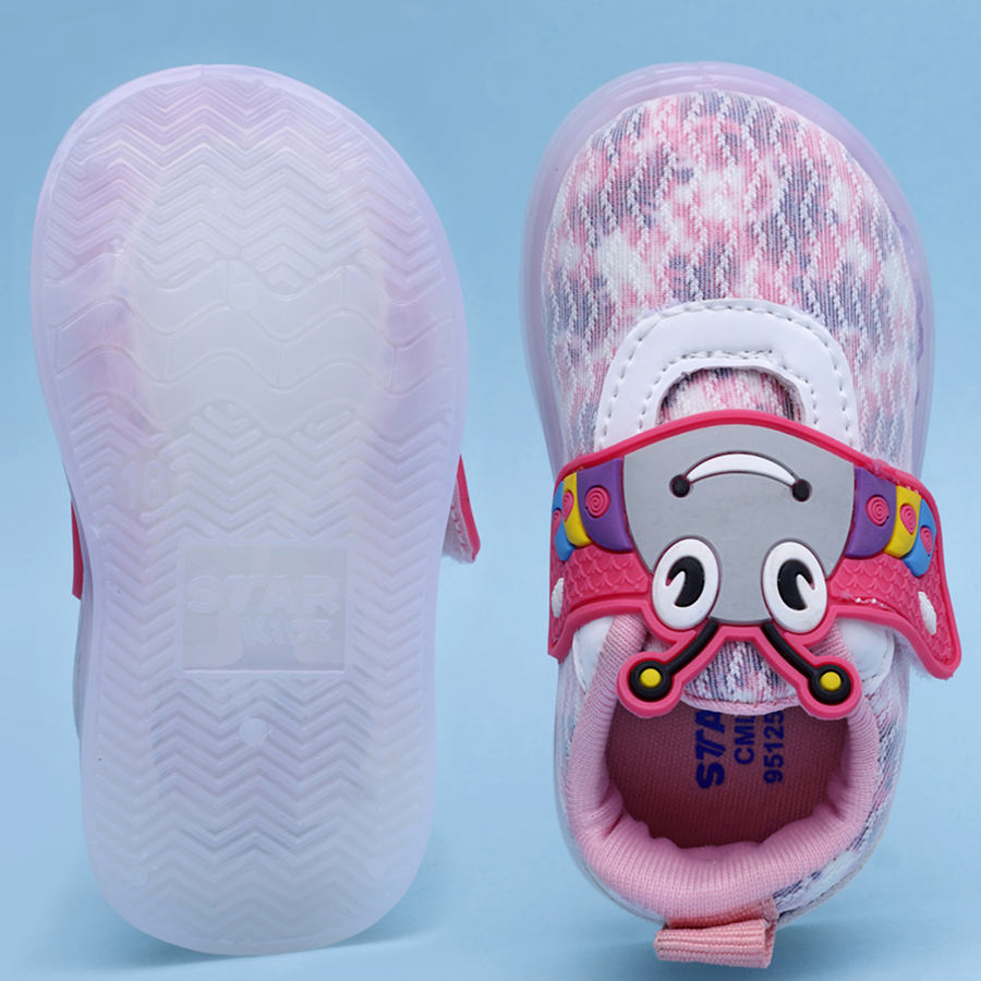 Velcro LED Shoes For Boys & Girls (Pink)