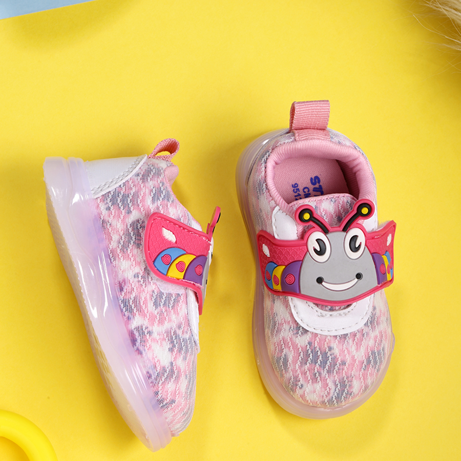 Velcro LED Shoes For Boys & Girls (Pink)