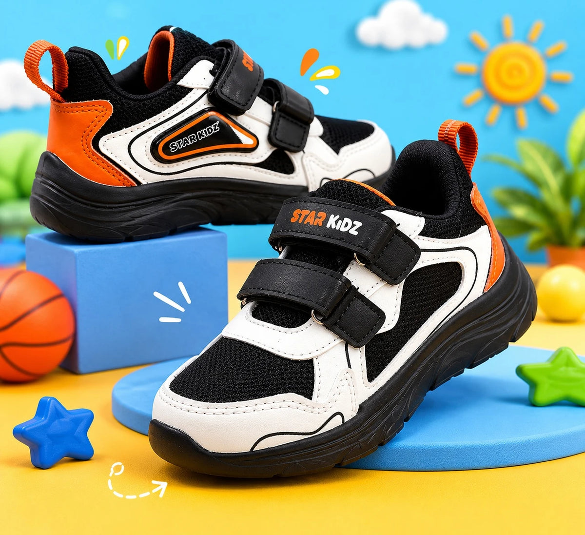 Star Kidz Velcro Walking Shoes For Boys Black