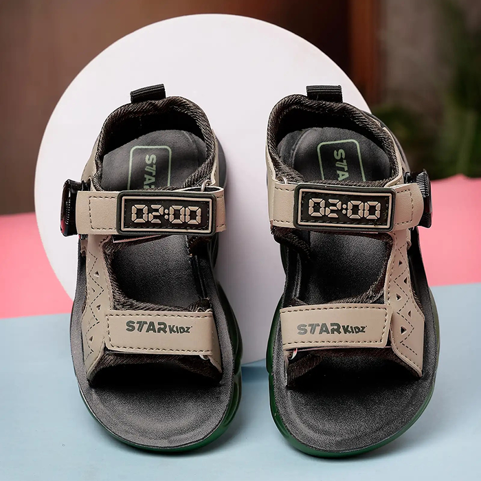Star Kidz Velcro Sports Sandals For Boys & Girls (Dark Green)