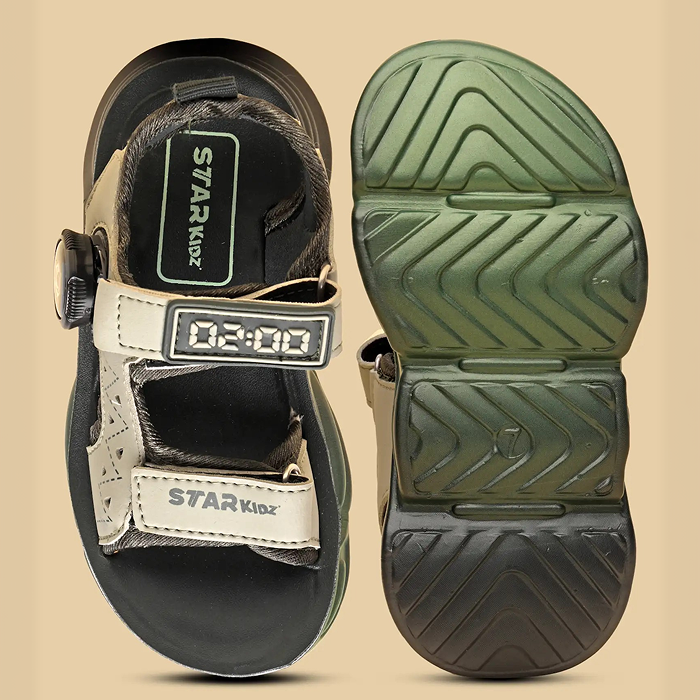 Star Kidz Velcro Sports Sandals For Boys & Girls (Dark Green)