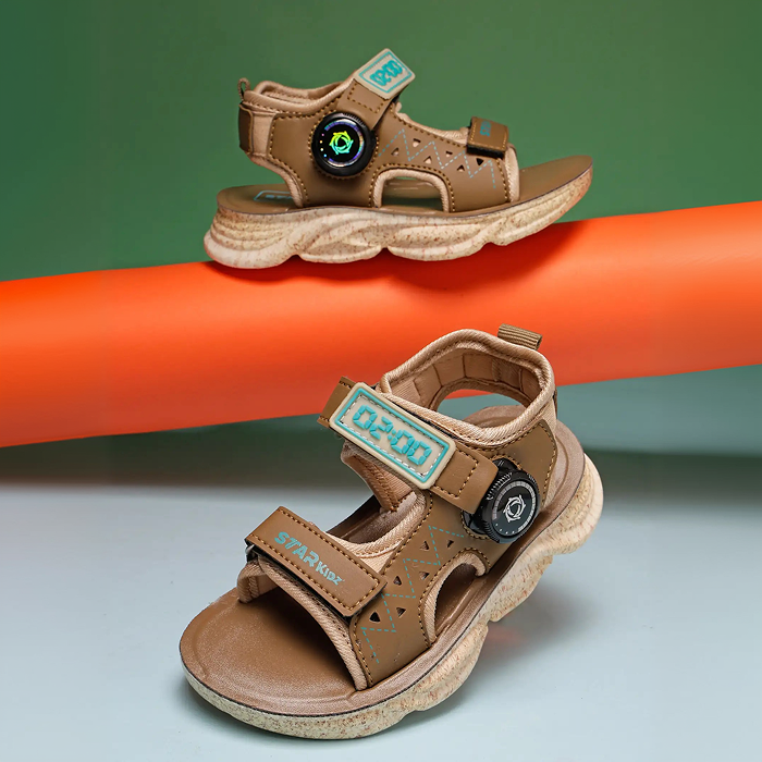 Star Kidz Velcro Sports Sandals For Boys & Girls (Brown)