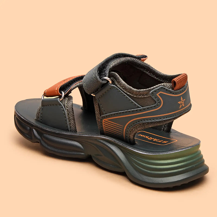 Star Kidz Velcro Sports Sandals For Boys & Girls (Dark Green)