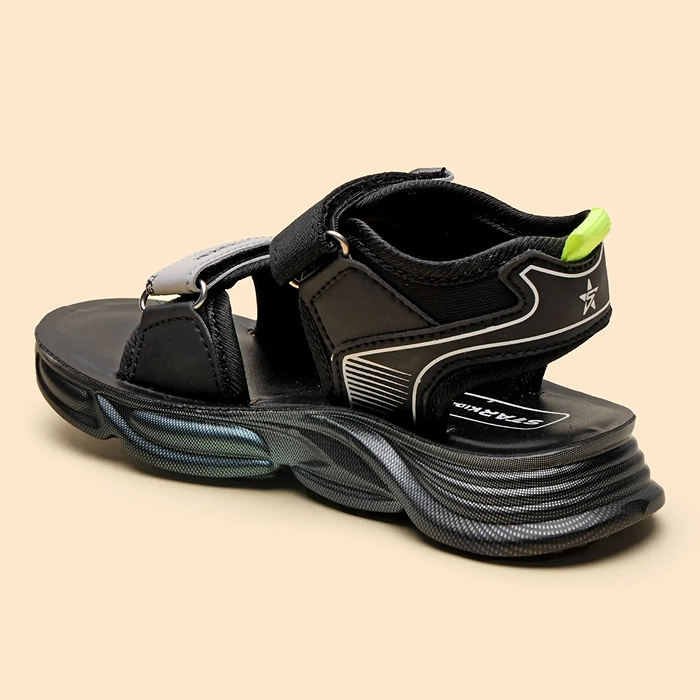 Star Kidz Velcro Sports Sandals For Boys & Girls (Black)