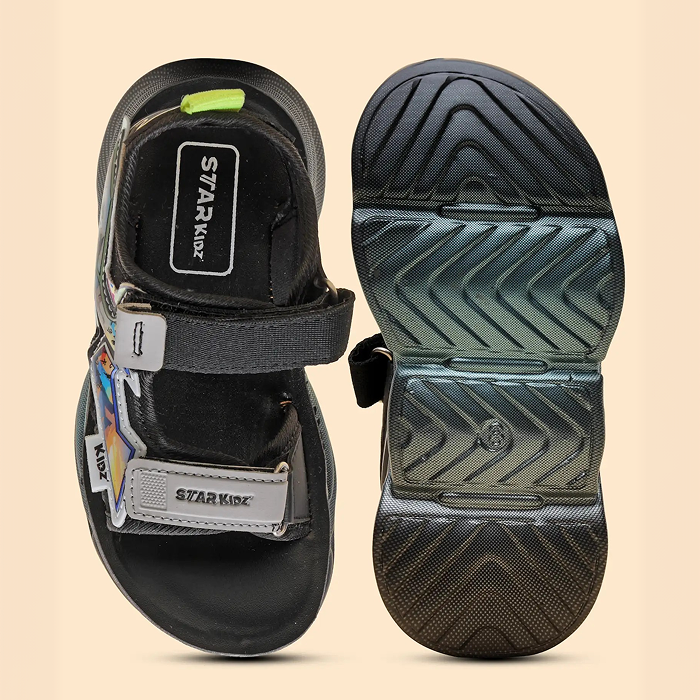 Star Kidz Velcro Sports Sandals For Boys & Girls (Black)