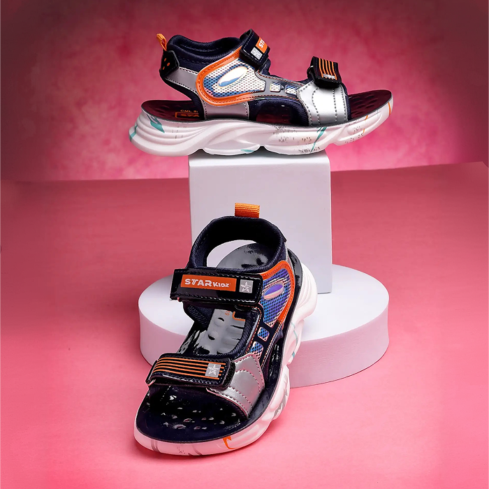 Star Kidz Velcro Strappy Sandals For Boys & Girls (Dark Blue)