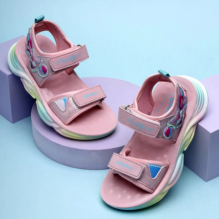 Star Kidz Velcro Strappy Sandals For Boys & Girls (Pink)