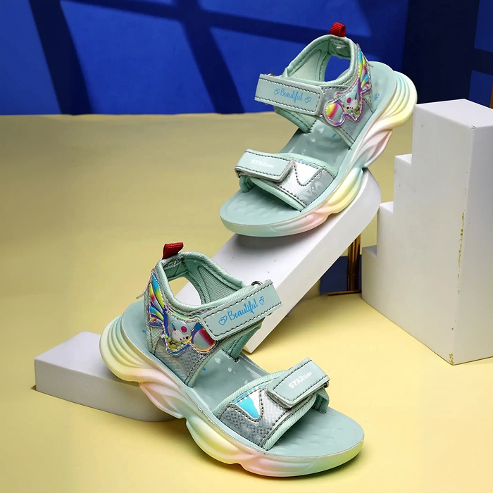 Star Kidz Velcro Strappy Sandals For Boys & Girls (Light Green)