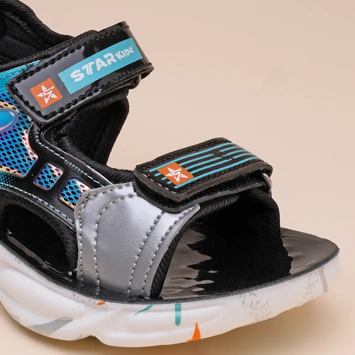 Star Kidz Velcro Strappy Sandals For Boys & Girls (Black)