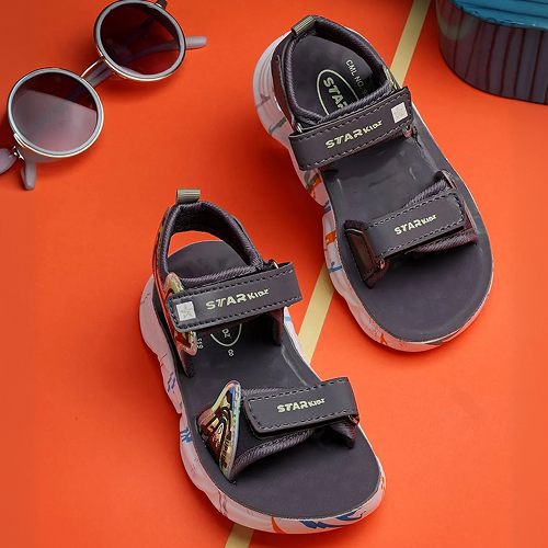 Velcro Strappy Sandals For Boys & Girls - Dark Grey