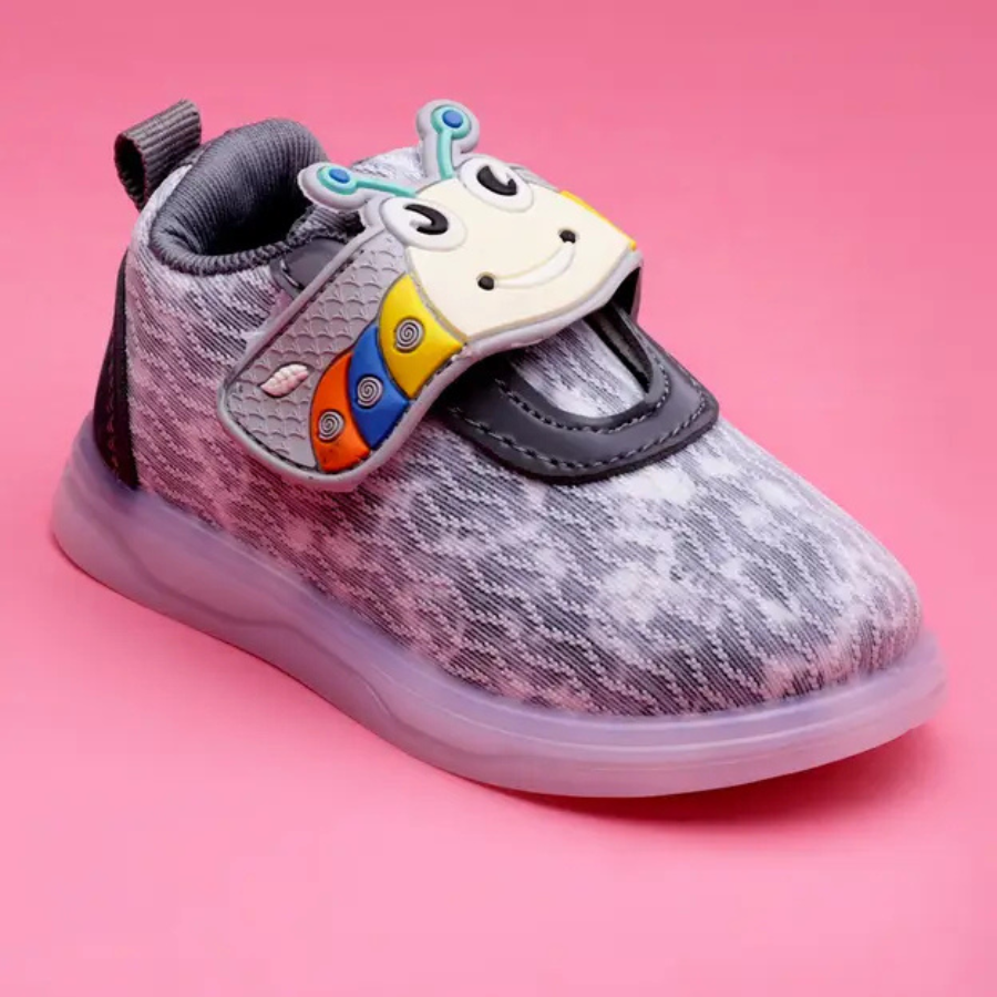 Velcro LED Shoes For Boys & Girls  (Grey)