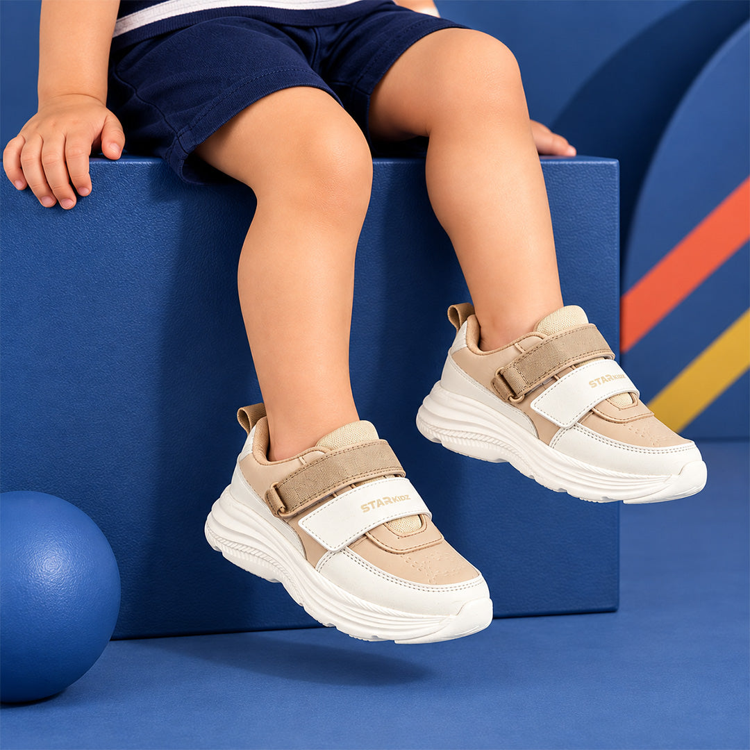 Star Kidz Velcro Sneakers For Boys & Girls Beige