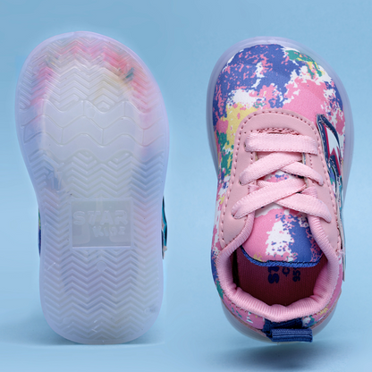 Lace LED Shoes For Boys & Girls  (Pink)