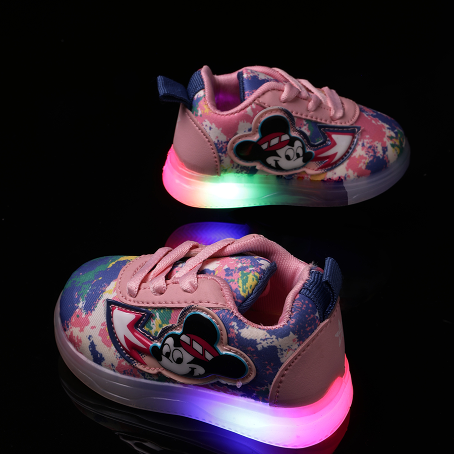 Lace LED Shoes For Boys & Girls  (Pink)