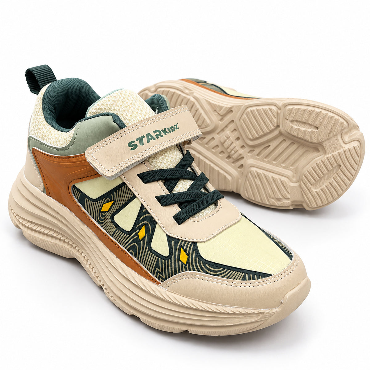 Star Kidz Velcro Casual Shoes For Boys & Girls Beige