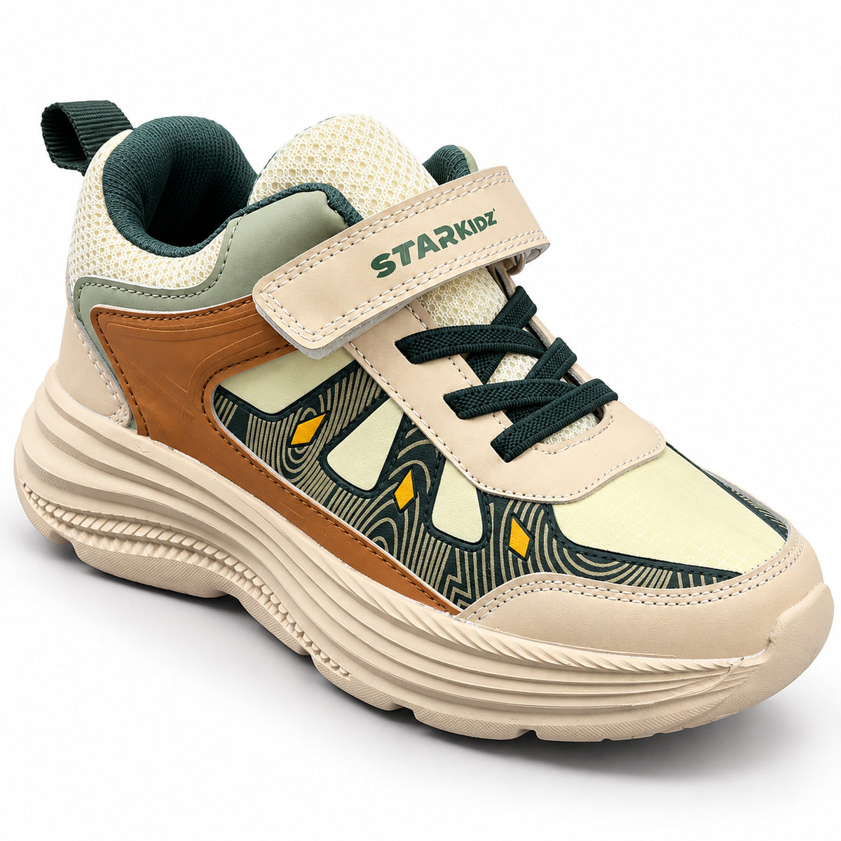 Star Kidz Velcro Casual Shoes For Boys & Girls Beige
