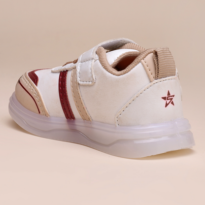 Velcro LED Shoes For Boys & Girls  (Beige)