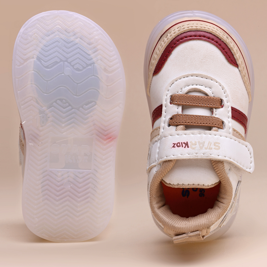 Velcro LED Shoes For Boys & Girls  (Beige)