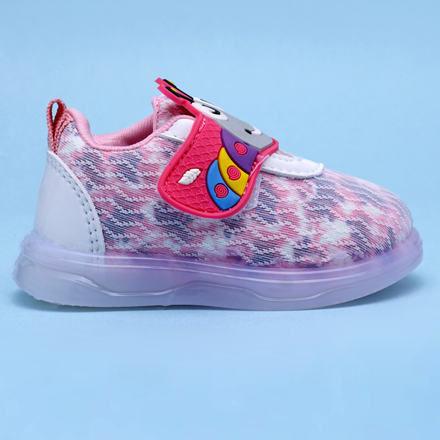 Velcro LED Shoes For Boys & Girls  (Pink)