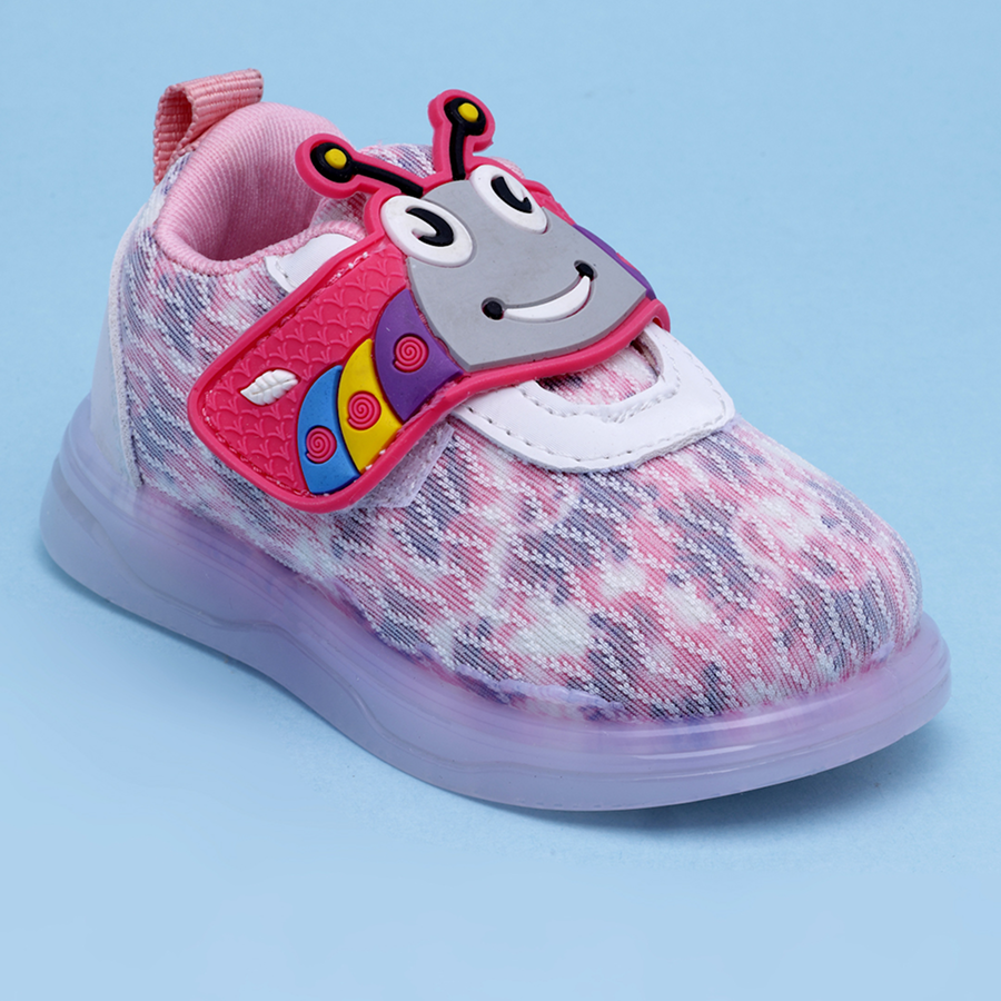 Velcro LED Shoes For Boys & Girls  (Pink)