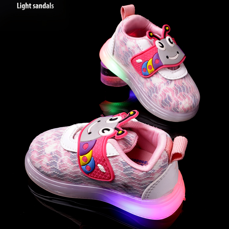 Velcro LED Shoes For Boys & Girls  (Pink)