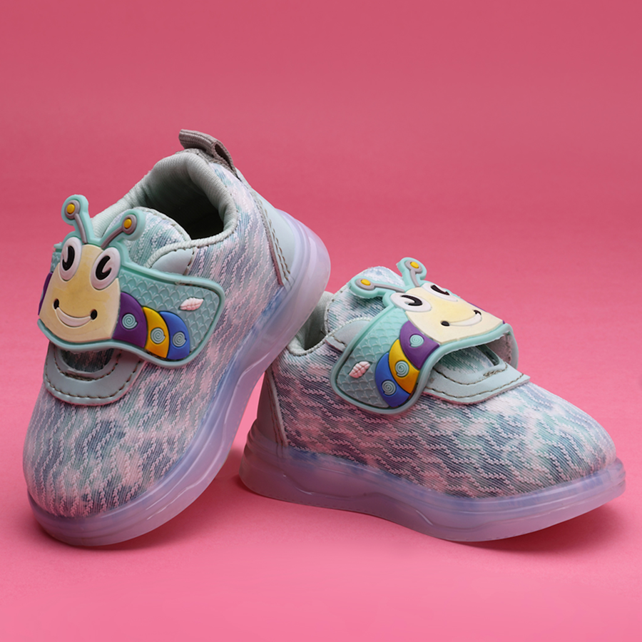 Velcro LED Shoes For Boys & Girls  (Light Green)