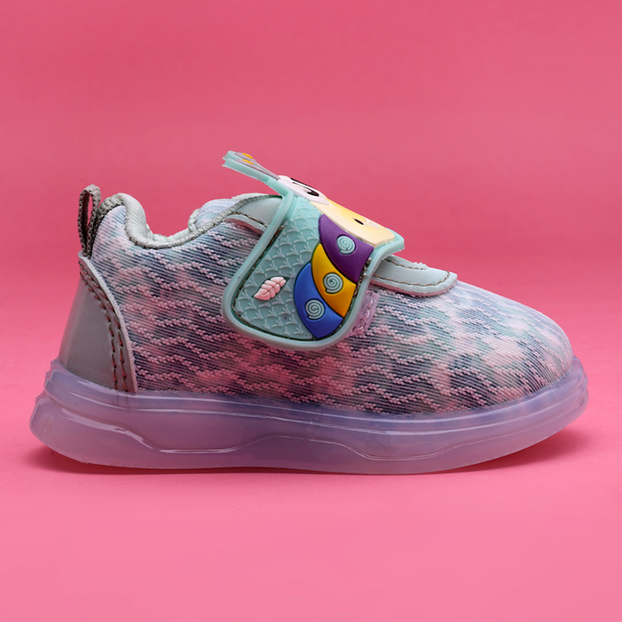 Velcro LED Shoes For Boys & Girls  (Light Green)