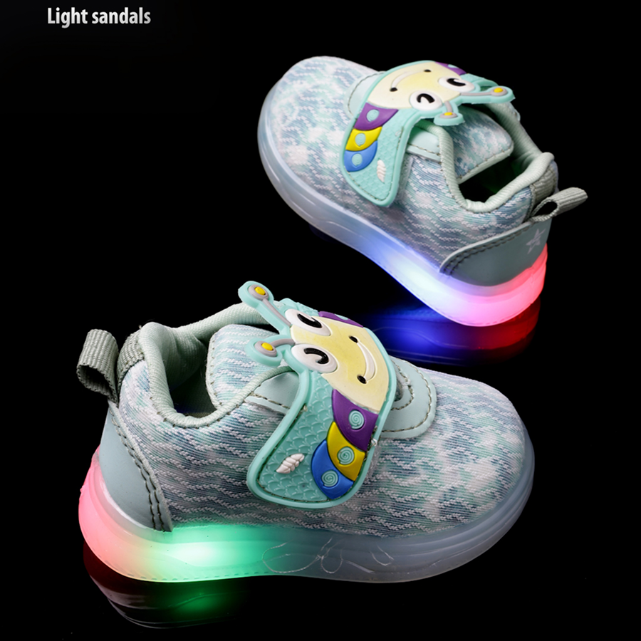 Velcro LED Shoes For Boys & Girls  (Light Green)