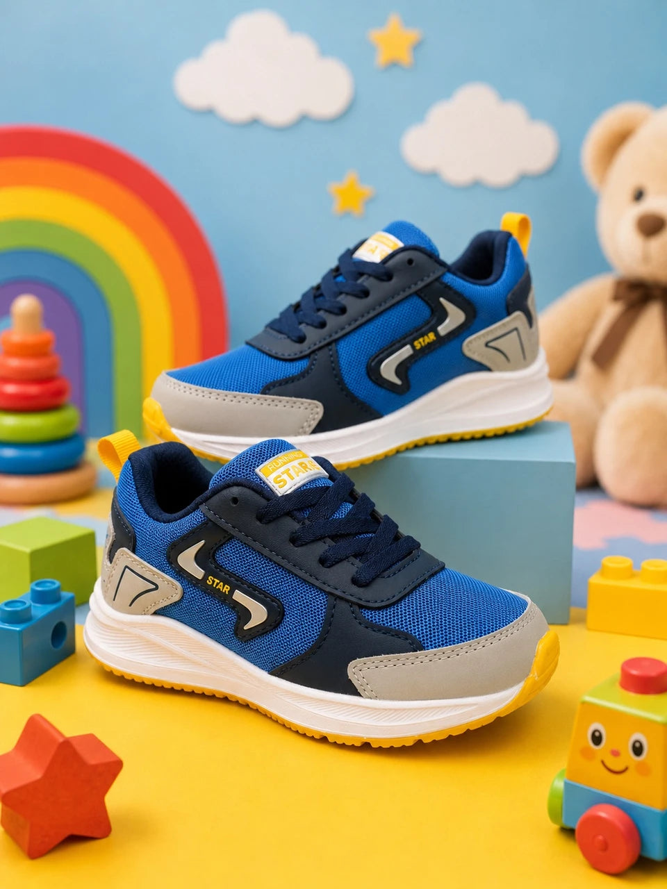 Star Kidz Lace Basketball Shoes For Boys Dark Blue