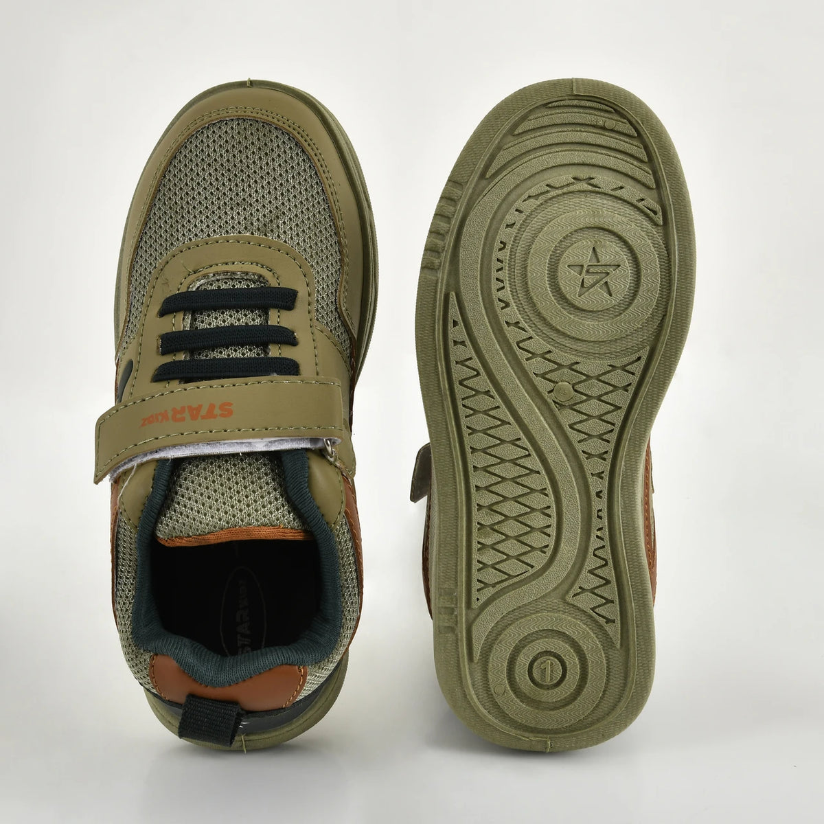 Star Kidz Velcro Sneakers For Boys & Girls Green