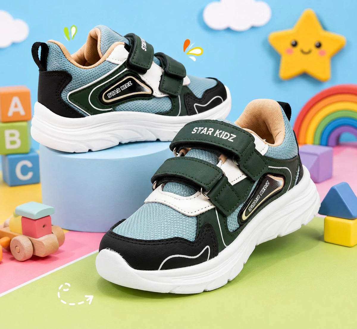 Star Kidz Velcro Walking Shoes For Boys Grey