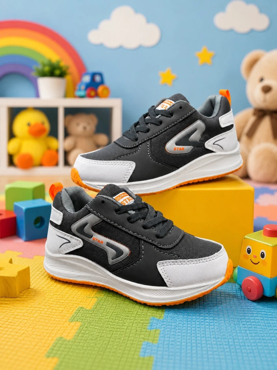 Star Kidz Lace Basketball Shoes For Boys Grey