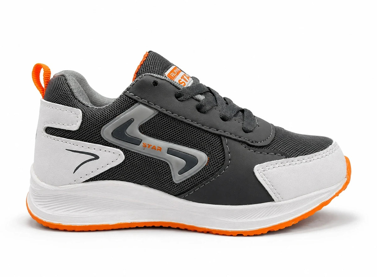 Star Kidz Lace Basketball Shoes For Boys Grey