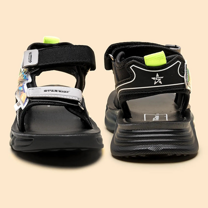 Star Kidz Velcro Sports Sandals For Boys & Girls (Black)