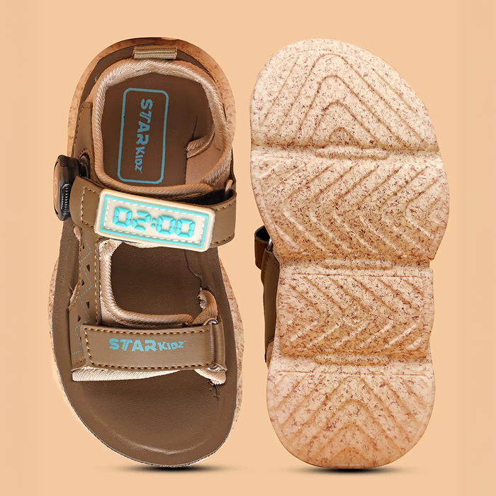 Star Kidz Velcro Sports Sandals For Boys & Girls (Brown)
