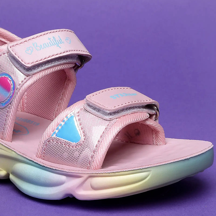 Star Kidz Velcro Strappy Sandals For Boys & Girls (Pink)