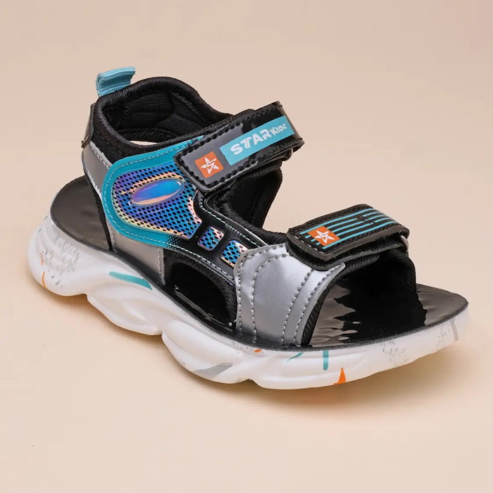 Star Kidz Velcro Strappy Sandals For Boys & Girls (Black)